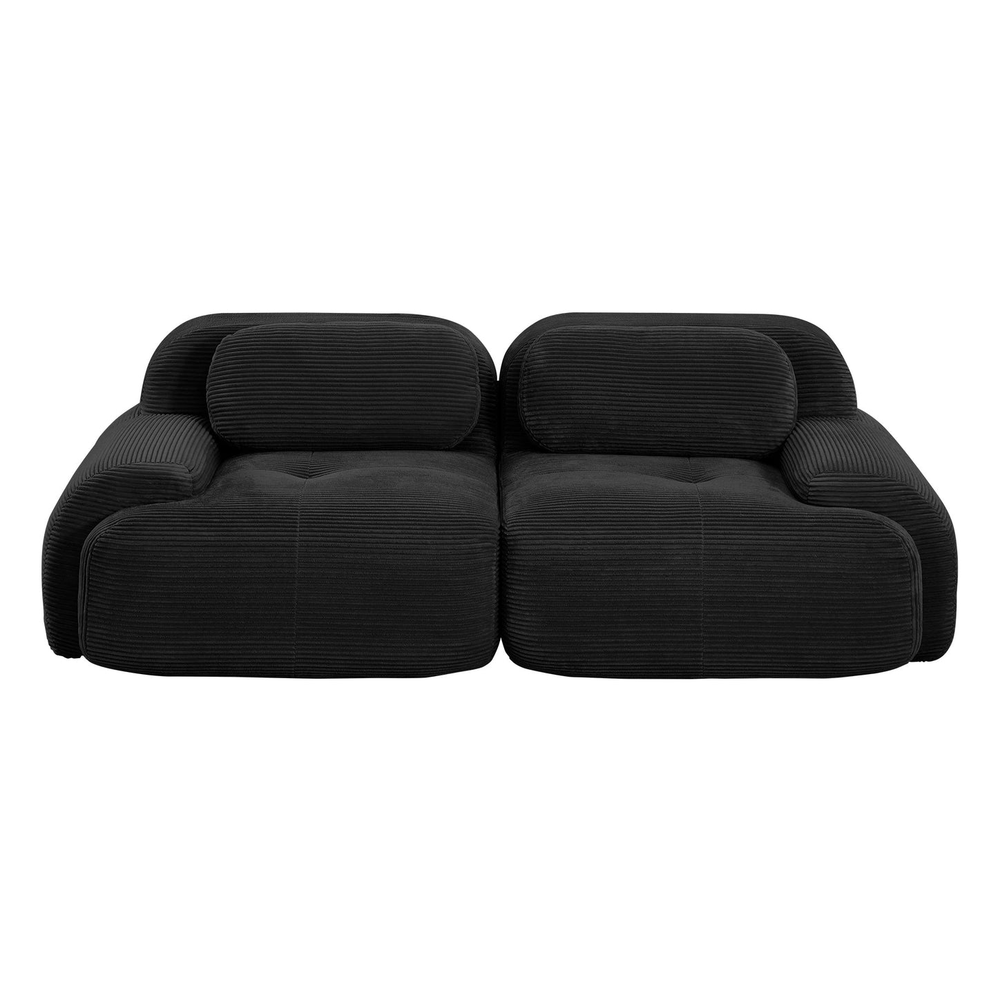 82'' loveseat sofa in luxuryCorduroy Fabric modular for free combo separation curved armrests ,anti - slip design high - resilience sponge fits living rooms bedrooms Audiovisual Room, Black - 1st Choice Furniture Direct