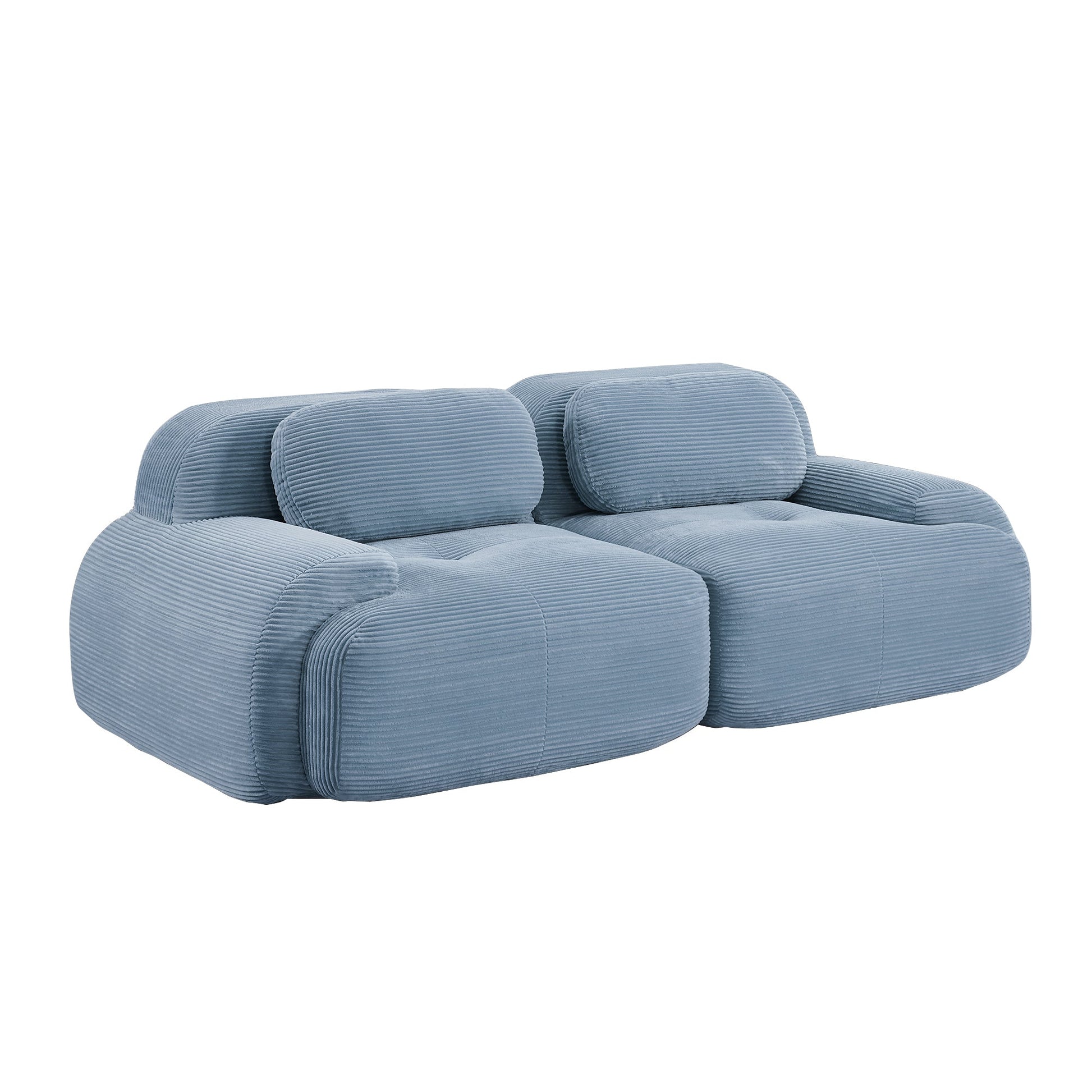 82'' loveseat sofa in luxuryCorduroy Fabric modular for free combo separation curved armrests ,anti - slip design high - resilience sponge fits living rooms bedrooms Audiovisual Room,Blue - 1st Choice Furniture Direct