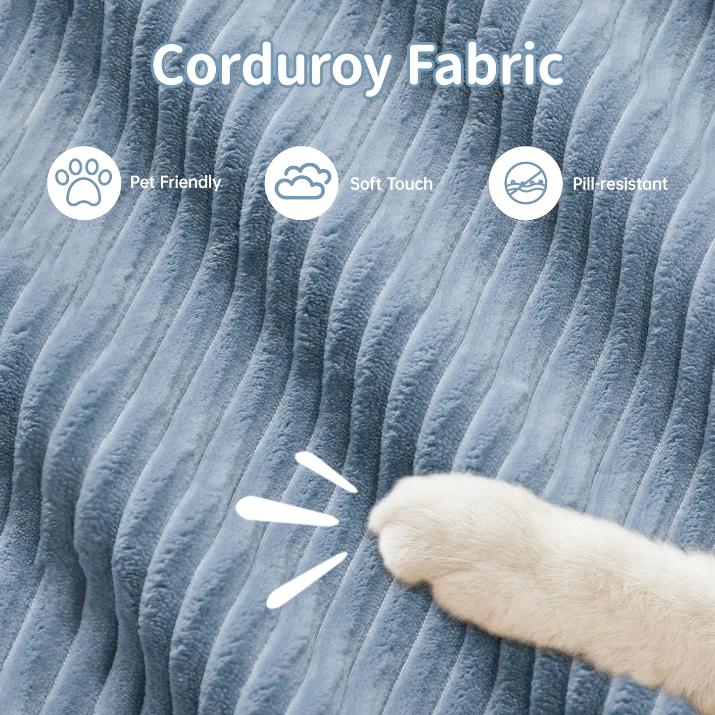 82'' loveseat sofa in luxuryCorduroy Fabric modular for free combo separation curved armrests ,anti - slip design high - resilience sponge fits living rooms bedrooms Audiovisual Room,Blue - 1st Choice Furniture Direct