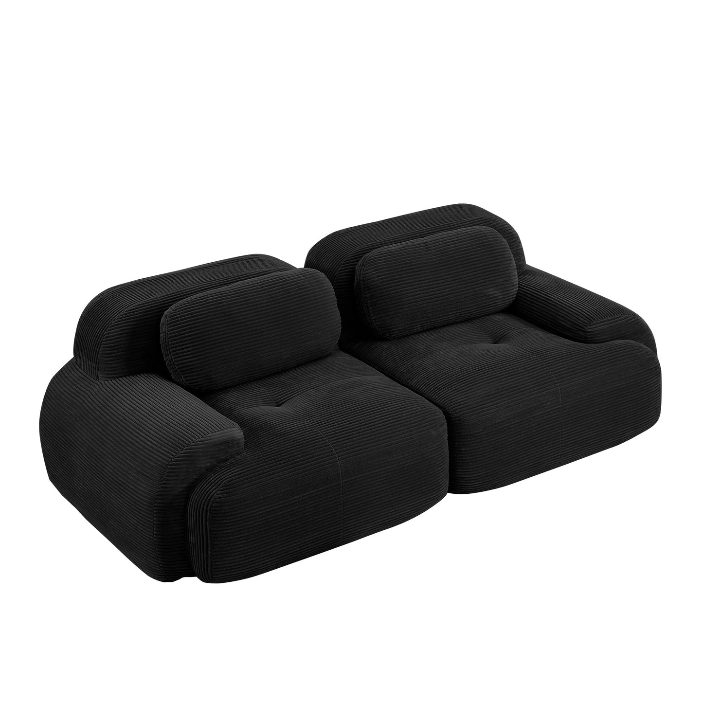 82'' loveseat sofa in luxuryCorduroy Fabric modular for free combo separation curved armrests ,anti - slip design high - resilience sponge fits living rooms bedrooms Audiovisual Room, Black - 1st Choice Furniture Direct