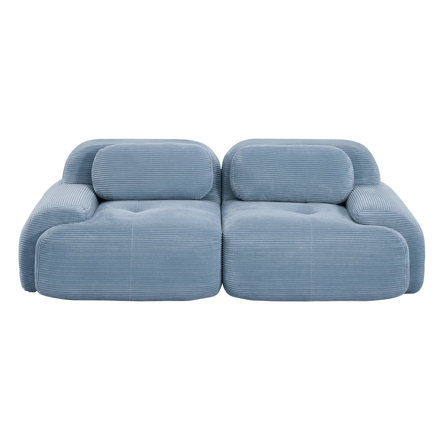 82'' loveseat sofa in luxuryCorduroy Fabric modular for free combo separation curved armrests ,anti - slip design high - resilience sponge fits living rooms bedrooms Audiovisual Room,Blue - 1st Choice Furniture Direct