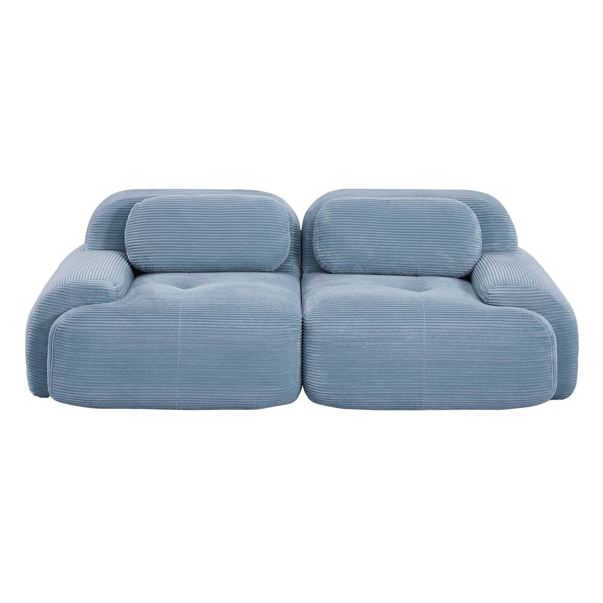 82'' loveseat sofa in luxuryCorduroy Fabric modular for free combo separation curved armrests ,anti - slip design high - resilience sponge fits living rooms bedrooms Audiovisual Room,Blue - 1st Choice Furniture Direct