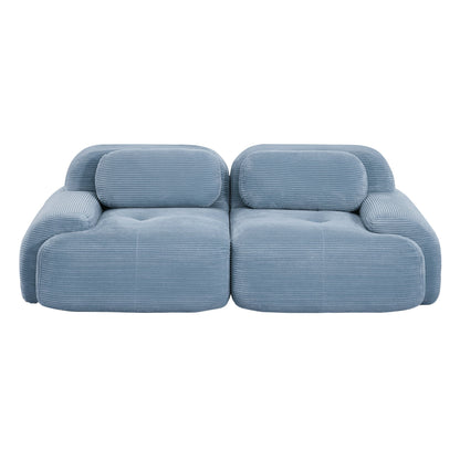82'' loveseat sofa in luxuryCorduroy Fabric modular for free combo separation curved armrests ,anti - slip design high - resilience sponge fits living rooms bedrooms Audiovisual Room,Blue - 1st Choice Furniture Direct