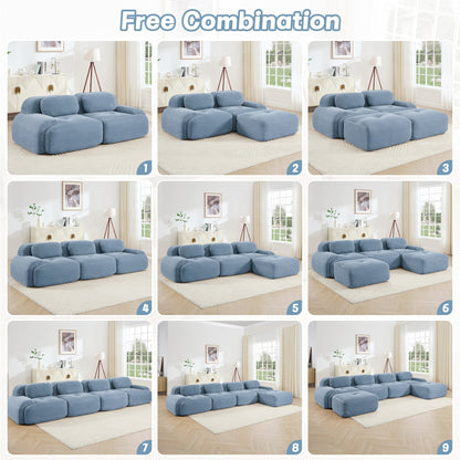 82'' loveseat sofa in luxuryCorduroy Fabric modular for free combo separation curved armrests ,anti - slip design high - resilience sponge fits living rooms bedrooms Audiovisual Room,Blue - 1st Choice Furniture Direct