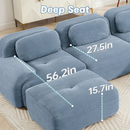 82'' loveseat sofa in luxuryCorduroy Fabric modular for free combo separation curved armrests ,anti - slip design high - resilience sponge fits living rooms bedrooms Audiovisual Room,Blue - 1st Choice Furniture Direct