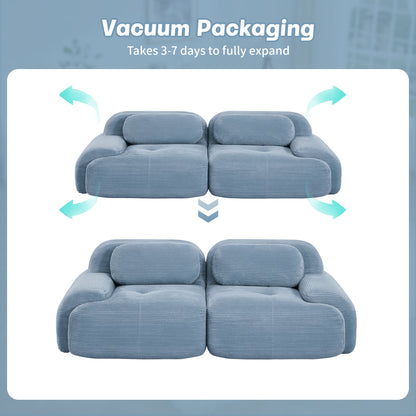 82'' loveseat sofa in luxuryCorduroy Fabric modular for free combo separation curved armrests ,anti - slip design high - resilience sponge fits living rooms bedrooms Audiovisual Room,Blue - 1st Choice Furniture Direct