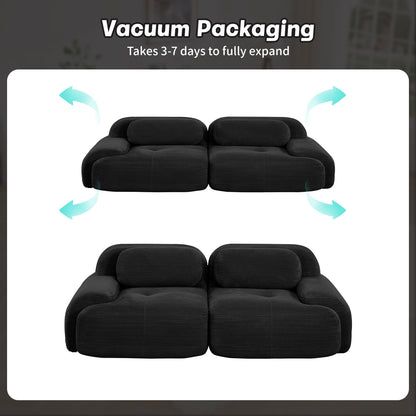 82'' loveseat sofa in luxuryCorduroy Fabric modular for free combo separation curved armrests ,anti - slip design high - resilience sponge fits living rooms bedrooms Audiovisual Room, Black - 1st Choice Furniture Direct