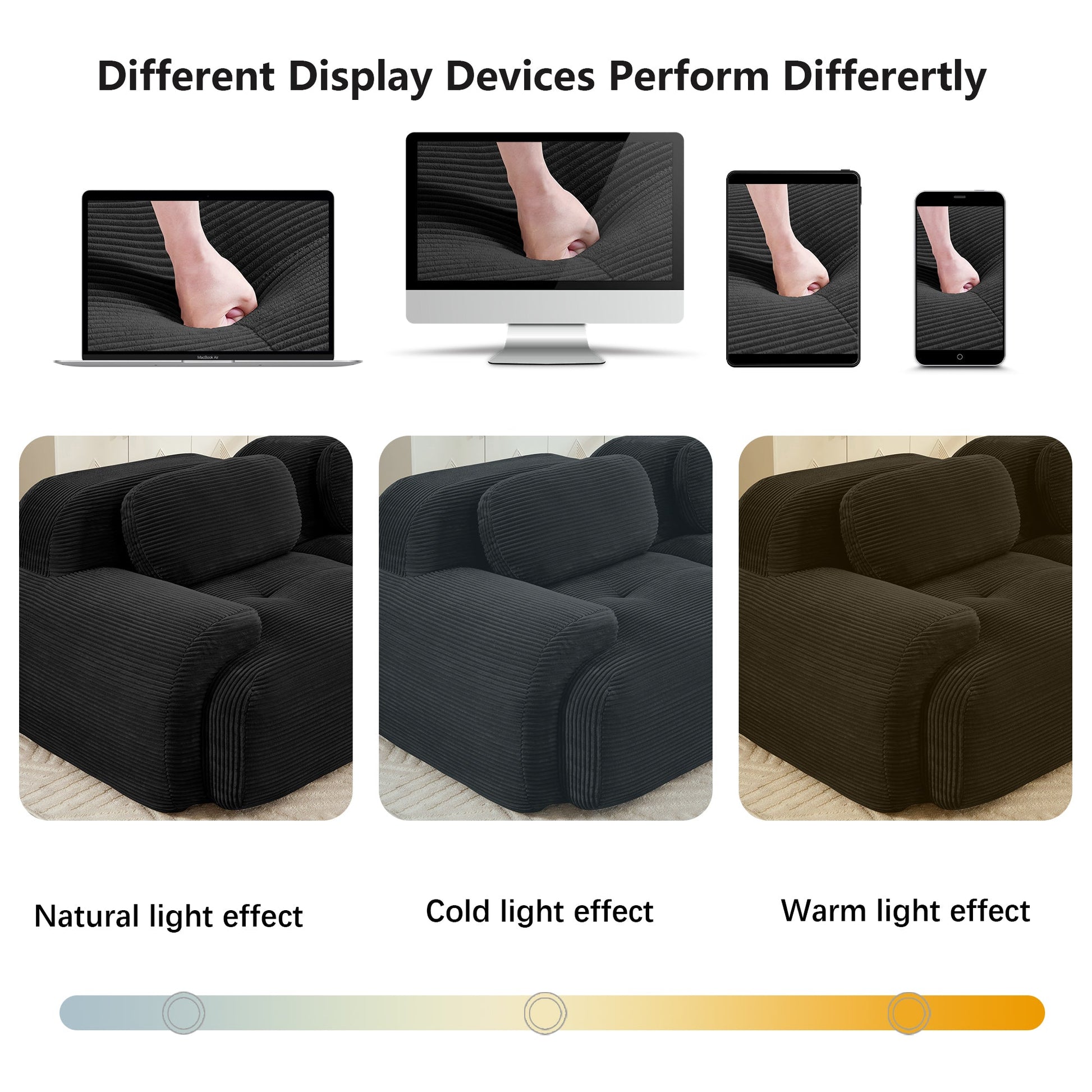 82'' loveseat sofa in luxuryCorduroy Fabric modular for free combo separation curved armrests ,anti - slip design high - resilience sponge fits living rooms bedrooms Audiovisual Room, Black - 1st Choice Furniture Direct