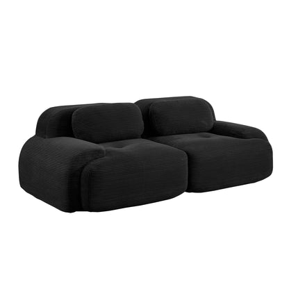82'' loveseat sofa in luxuryCorduroy Fabric modular for free combo separation curved armrests ,anti - slip design high - resilience sponge fits living rooms bedrooms Audiovisual Room, Black - 1st Choice Furniture Direct