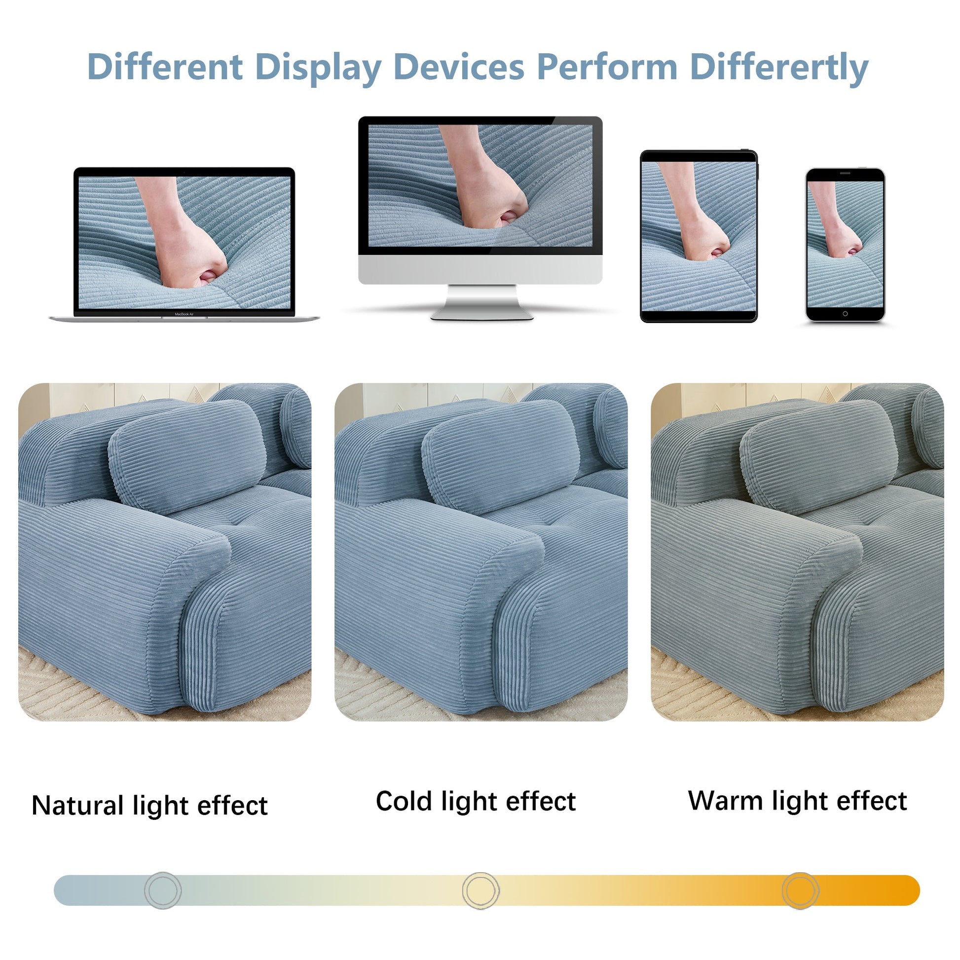 82'' loveseat sofa in luxuryCorduroy Fabric modular for free combo separation curved armrests ,anti - slip design high - resilience sponge fits living rooms bedrooms Audiovisual Room,Blue - 1st Choice Furniture Direct