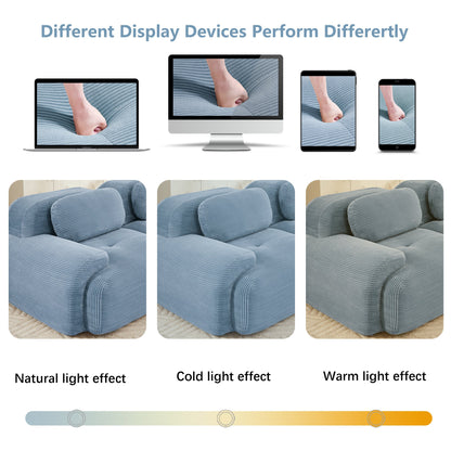 82'' loveseat sofa in luxuryCorduroy Fabric modular for free combo separation curved armrests ,anti - slip design high - resilience sponge fits living rooms bedrooms Audiovisual Room,Blue - 1st Choice Furniture Direct