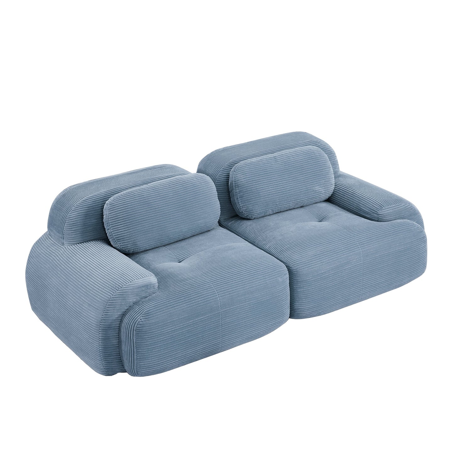 82'' loveseat sofa in luxuryCorduroy Fabric modular for free combo separation curved armrests ,anti - slip design high - resilience sponge fits living rooms bedrooms Audiovisual Room,Blue - 1st Choice Furniture Direct