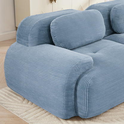 82'' loveseat sofa in luxuryCorduroy Fabric modular for free combo separation curved armrests ,anti - slip design high - resilience sponge fits living rooms bedrooms Audiovisual Room,Blue - 1st Choice Furniture Direct