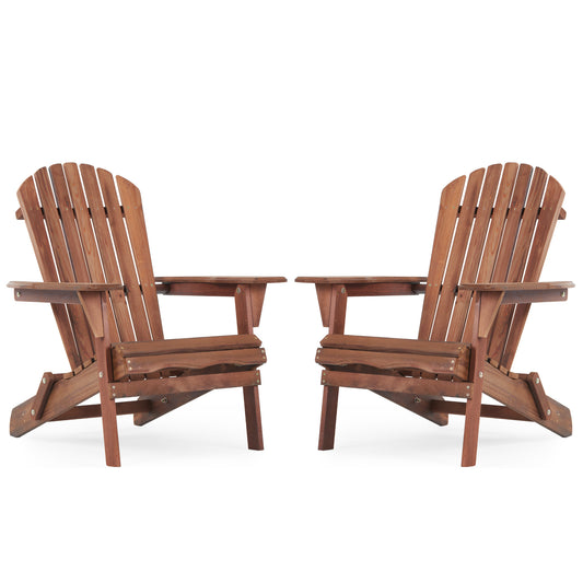 Wooden Outdoor Folding Adirondack Chair Set of 2 Wood Lounge Patio Chair for Garden,Garden, Lawn, Backyard, Deck, Pool Side, Fire Pit,Half Assembled,