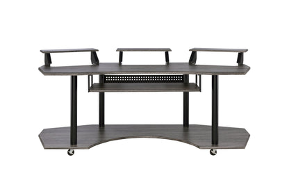 83' Eleazar Black Oak Finish Music Recording Studio Desk - 1st Choice Furniture Direct