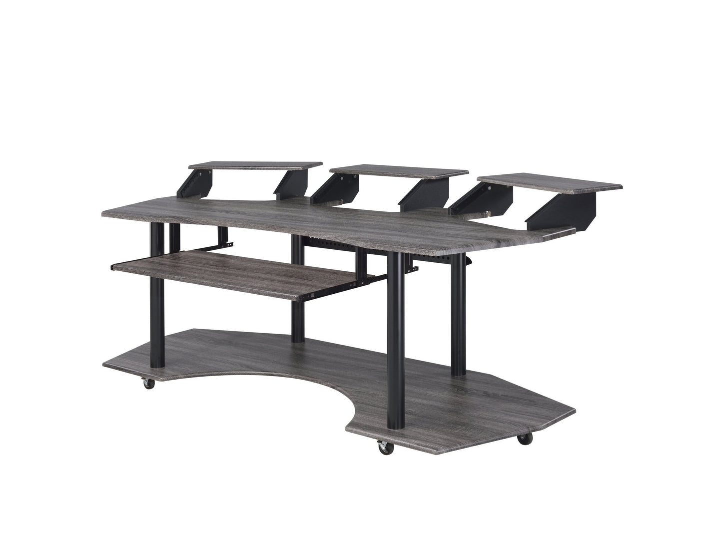 83' Eleazar Black Oak Finish Music Recording Studio Desk - 1st Choice Furniture Direct