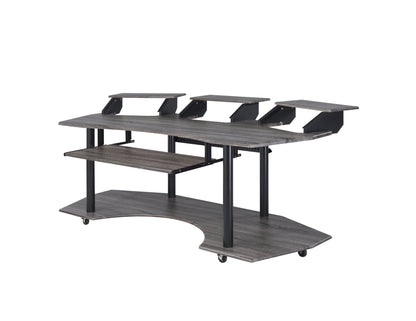 83' Eleazar Black Oak Finish Music Recording Studio Desk - 1st Choice Furniture Direct