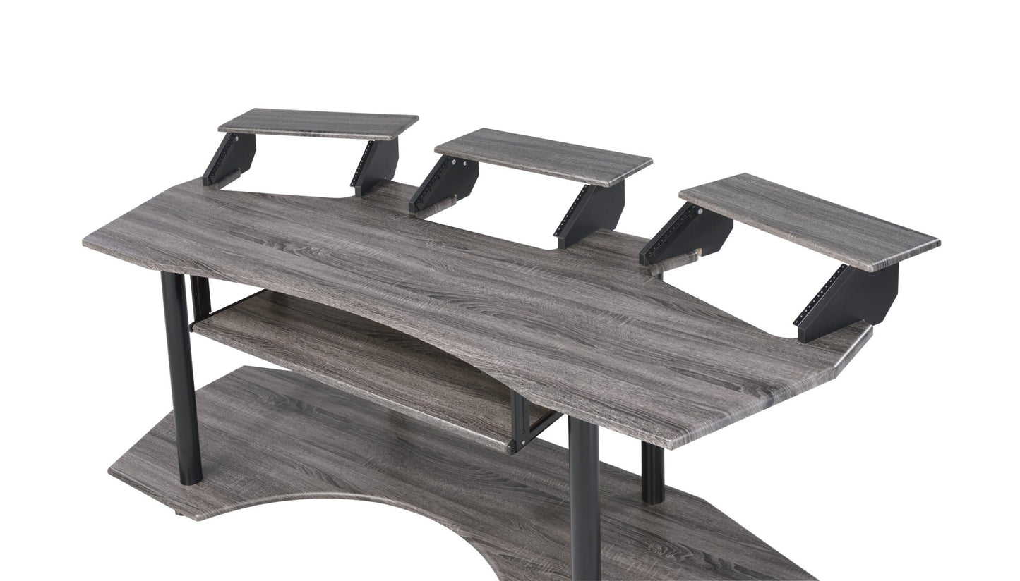 83' Eleazar Black Oak Finish Music Recording Studio Desk - 1st Choice Furniture Direct