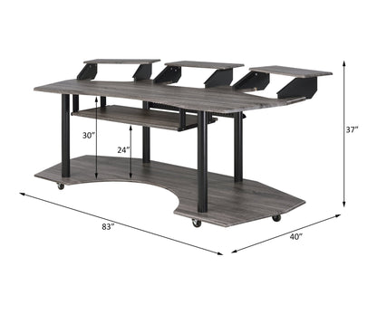 83' Eleazar Black Oak Finish Music Recording Studio Desk - 1st Choice Furniture Direct