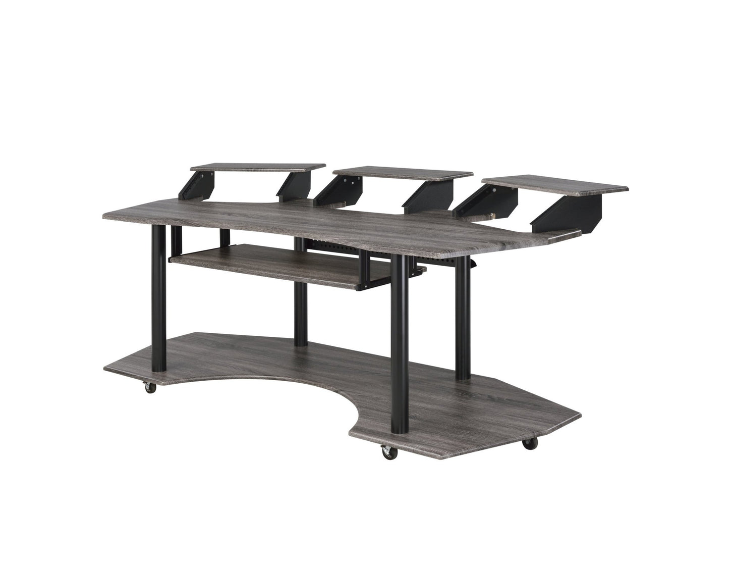 83' Eleazar Black Oak Finish Music Recording Studio Desk - 1st Choice Furniture Direct