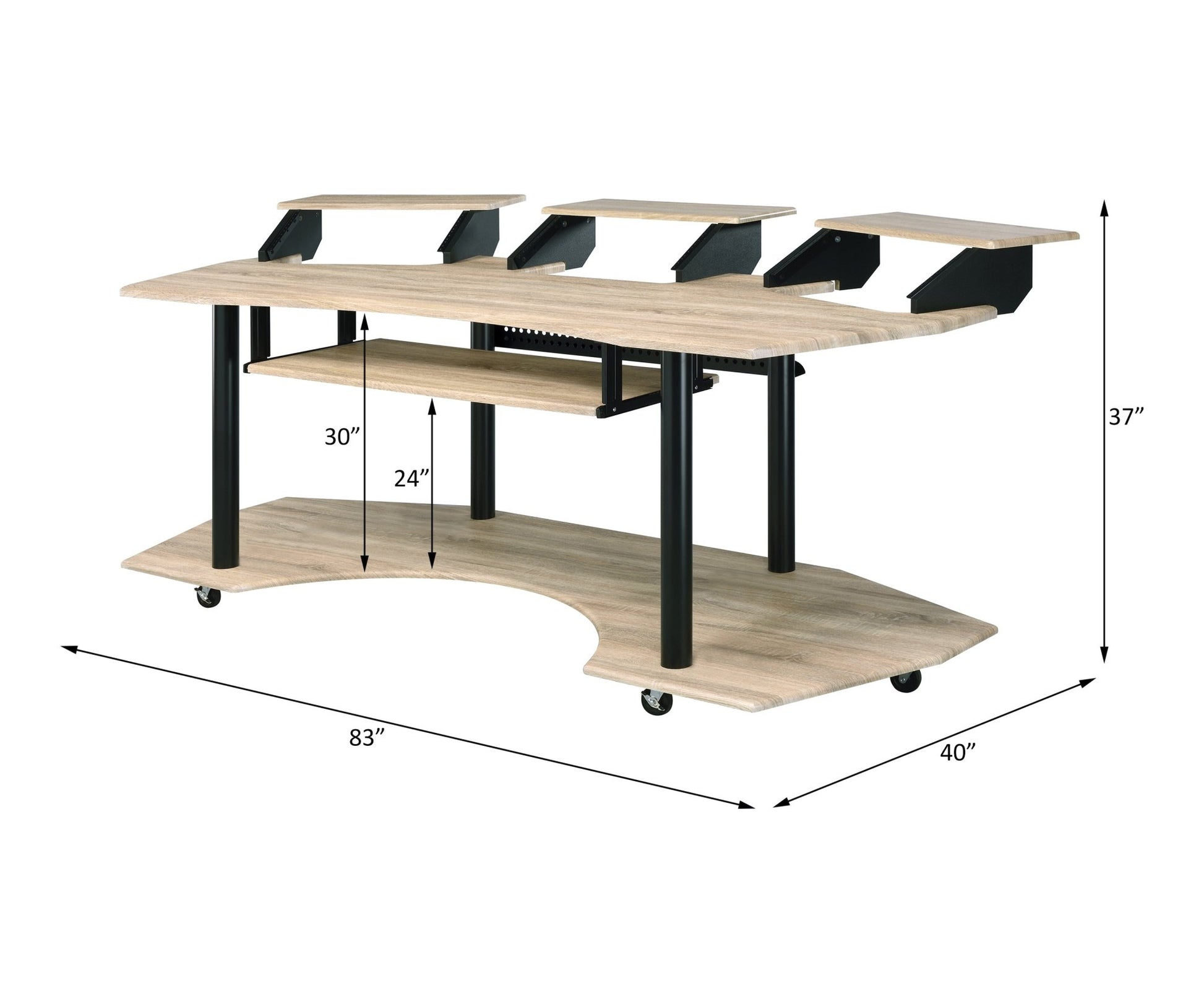 83' Eleazar Natural Oak Finish Music Recording Studio Desk - 1st Choice Furniture Direct