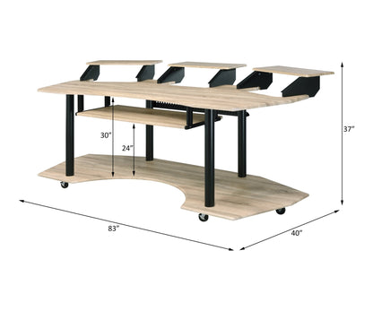 83' Eleazar Natural Oak Finish Music Recording Studio Desk - 1st Choice Furniture Direct