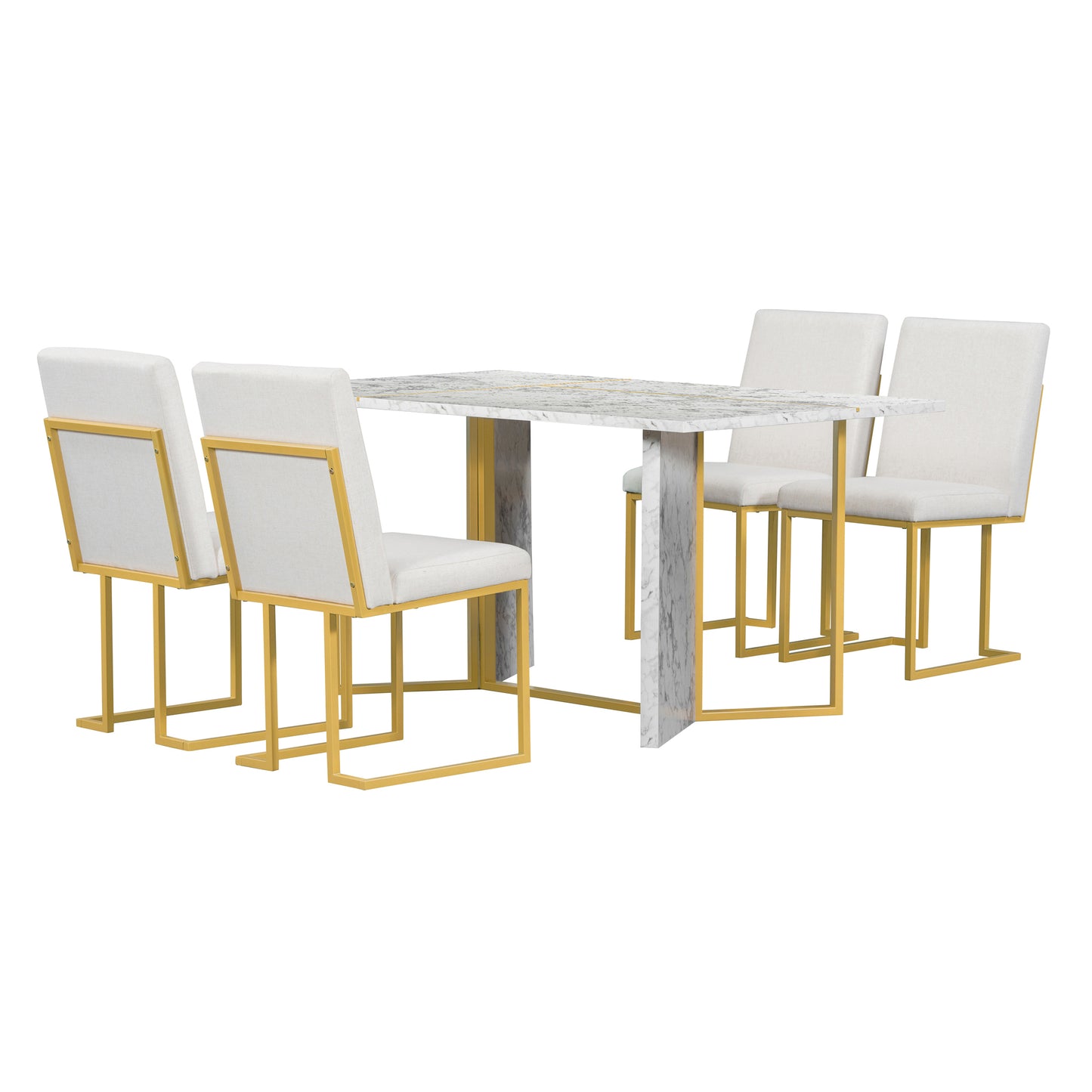 1st Choice 7-Piece Dining Table Set Artificial Marble Sticker Tabletop