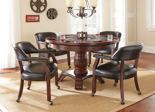 Tournament - 5 Piece Dining And Game Table Set - Dark Brown