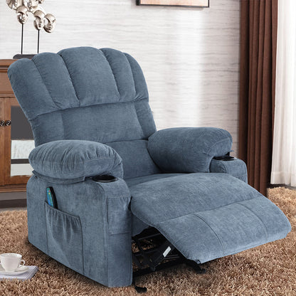 1st Choice Modern Recliner Chair Massage Heating sofa with USB in Blue