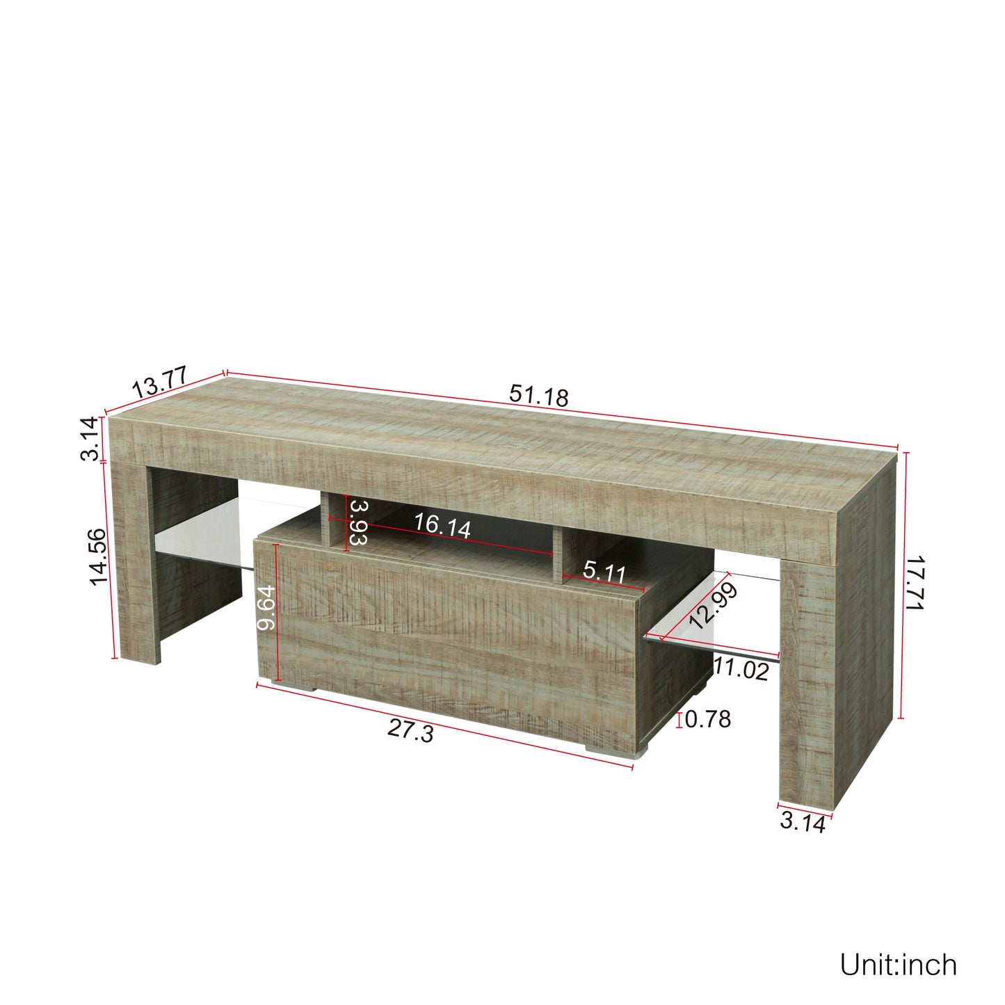 1st Choice TV Stand with LED RGB Lights Flat Screen TV Cabinet in Grey