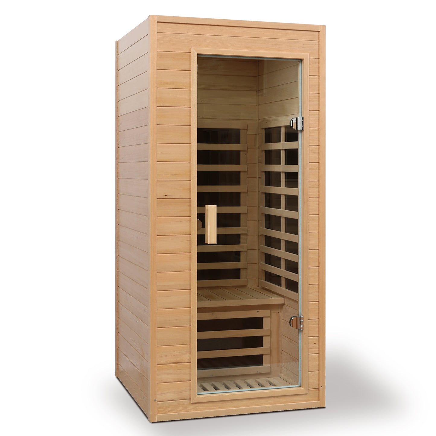 Hemlock One-person Far Infrared Roof Embedded Indoor Sauna Room Natural Hemlock 33.7x33.46x72.83 inches
