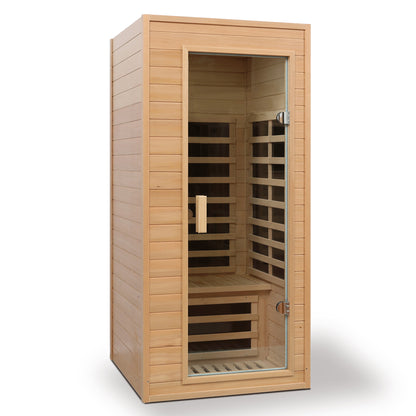 Hemlock One-person Far Infrared Roof Embedded Indoor Sauna Room Natural Hemlock 33.7x33.46x72.83 inches