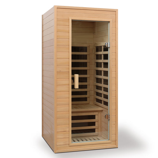 Hemlock One-person Far Infrared Roof Embedded Indoor Sauna Room Natural Hemlock 33.7x33.46x72.83 inches