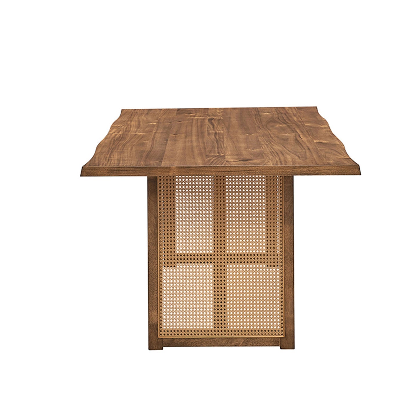 86.61 Inch Oversize Rectangular Waves Dining Table,Wooden Dining Table for 6 Persons,Mid Century Modern Large Kitchen Table for Living Room,Bohemian Dining Table with Rattan Weave for Restaurant - 1st Choice Furniture Direct