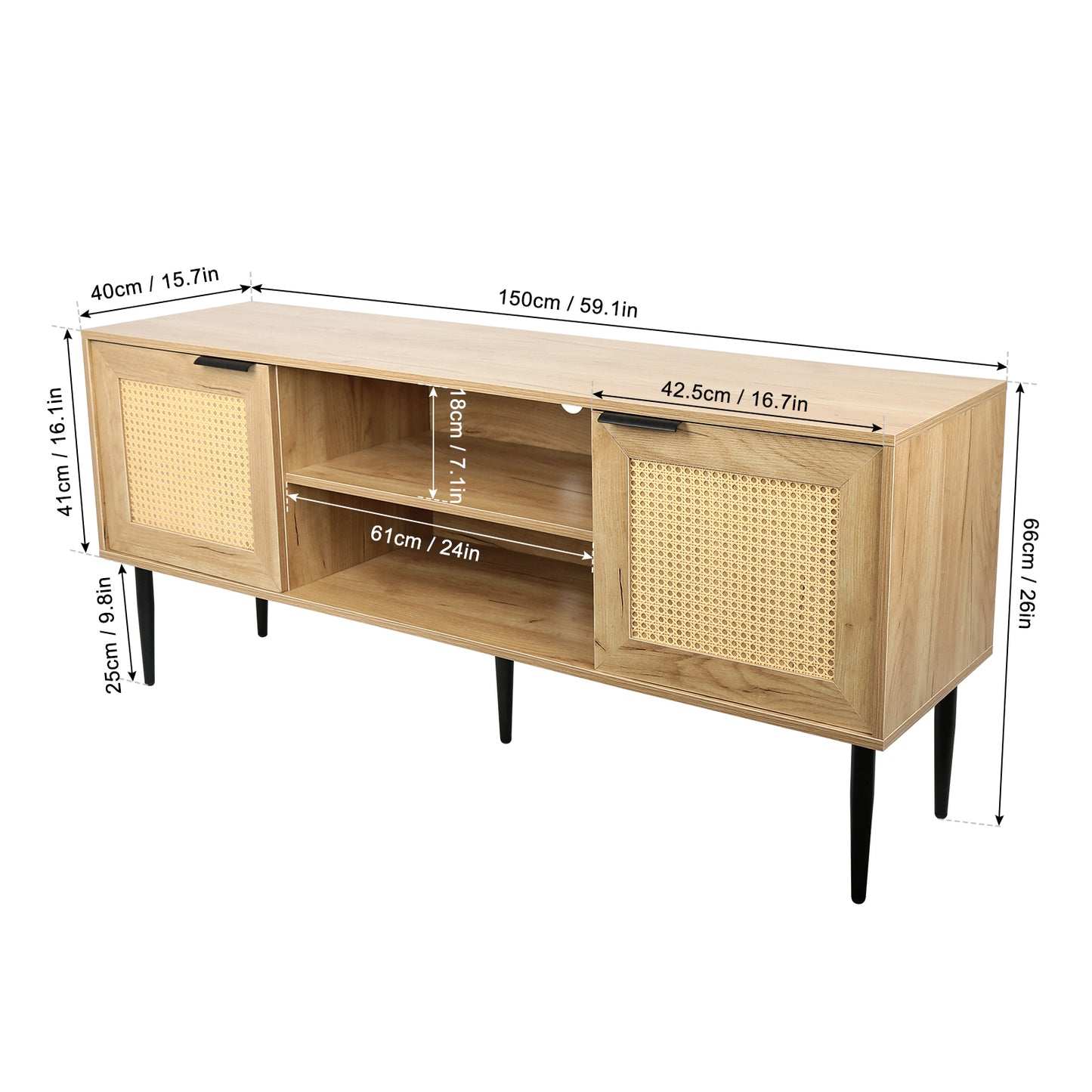 1st Choice Wooden TV Stand Console Table for TVs up to 65 Inches