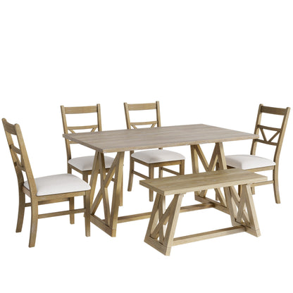 1st Choice Farmhouse dining table set with 4 Upholstered Dining Chairs