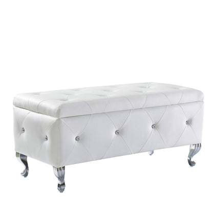 1st Choice Modern Elegant White Storage Bench For Living Room Entryway