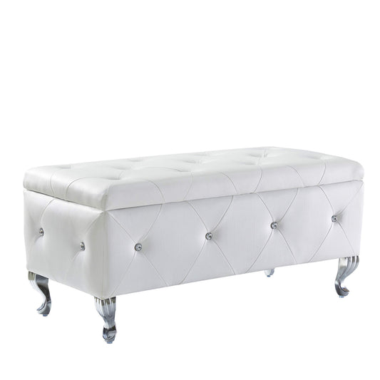 1st Choice Modern Elegant White Storage Bench For Living Room Entryway