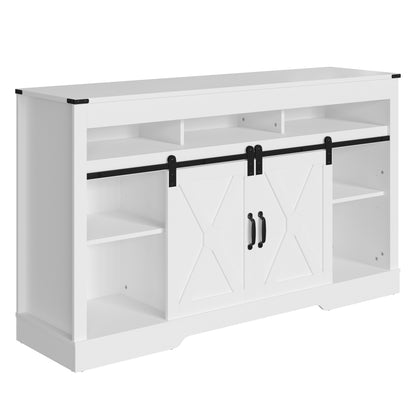 1st Choice 58" Farmhouse Double-Door Three-Layer TV Cabinet in White