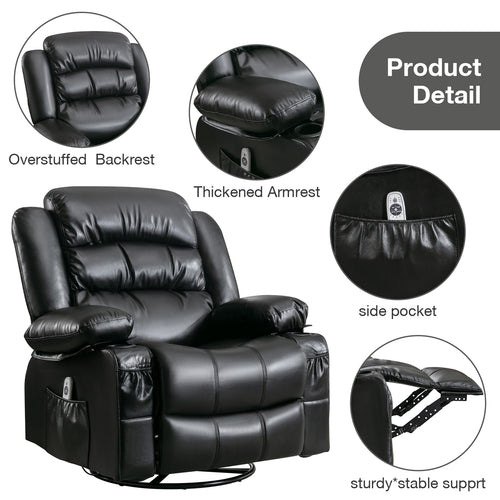 1st Choice Massage Swivel Rocker Recliner Chair with Vibration Massage