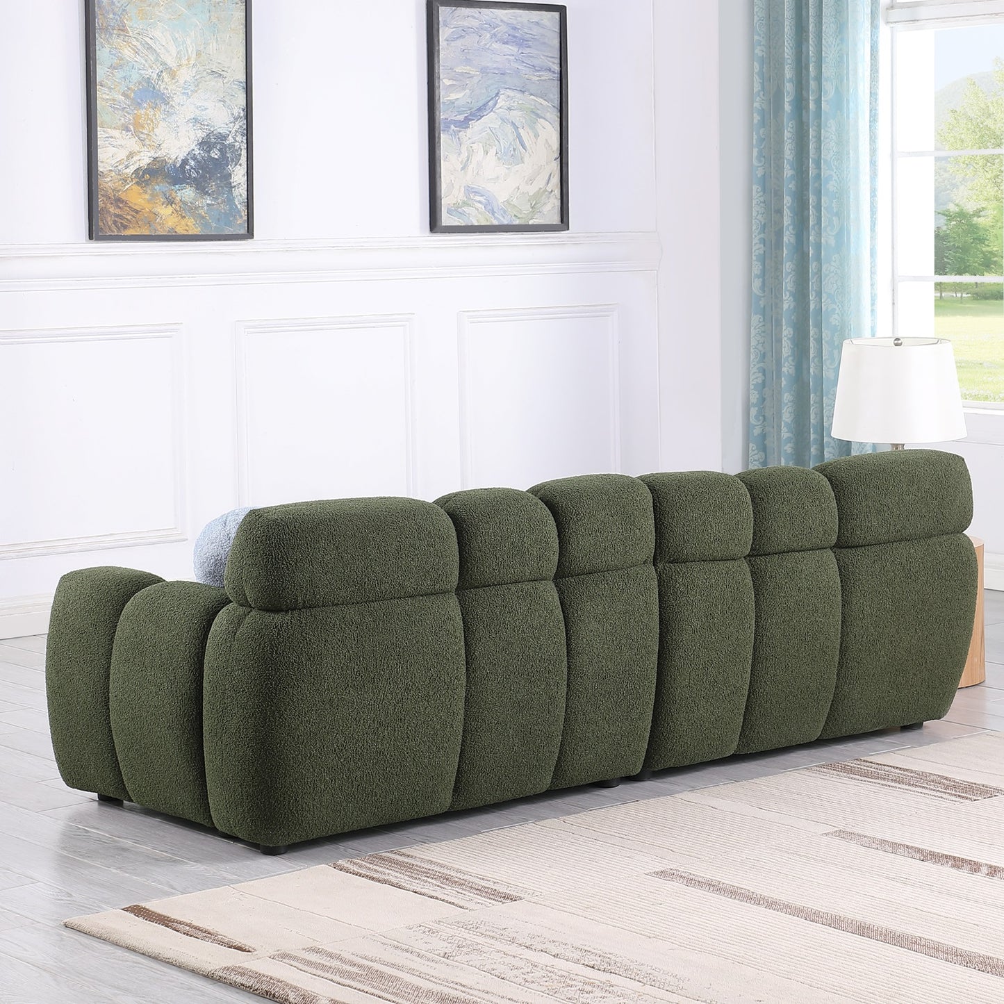 1st Choice Versatile Olive Green Boucle Sofa