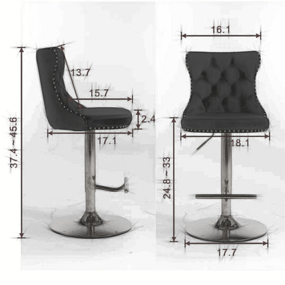 1st Choice Swivel Velvet Barstools Adjustable Seat Height - Set of 2