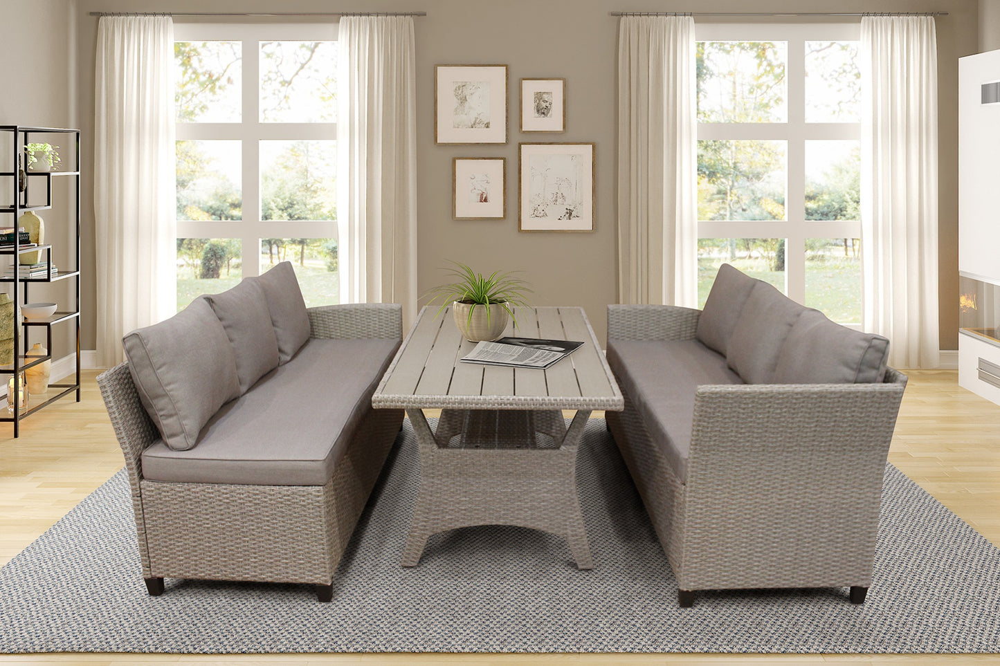 1st Choice Functional All-Weather Sectional Sofa Set with Table & Soft Cushions
