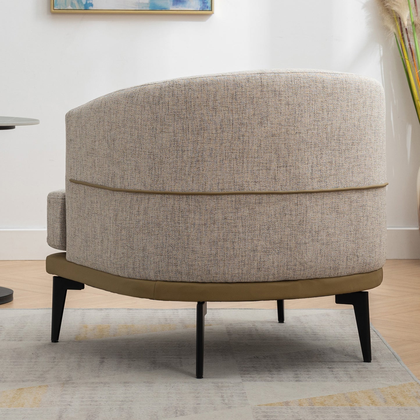 1st Choice Modern Two-tone Barrel Fabric Upholstered Round Chair