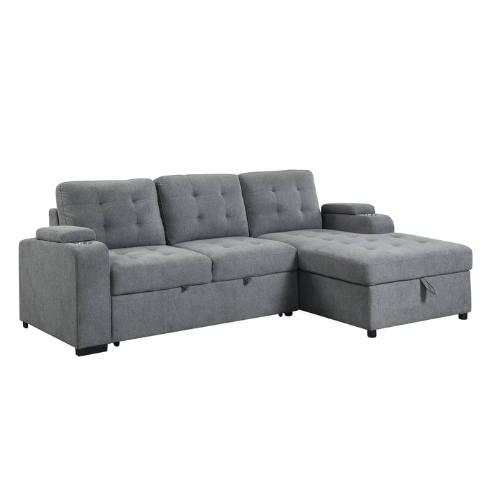 1st Choice Kabira Sleeper Sectional Sofa with Storage in Gray Fabric