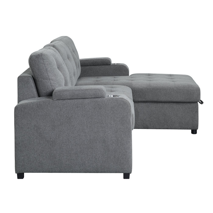 1st Choice Kabira Sleeper Sectional Sofa with Storage in Gray Fabric