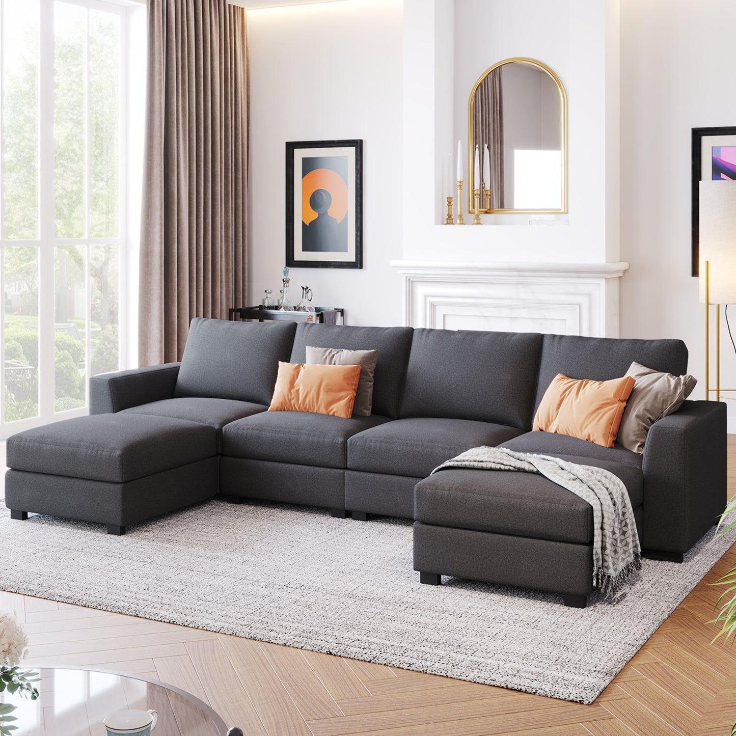 1st Choice U_STYLE 3 Pieces U shaped Sofa with Removable Ottomans