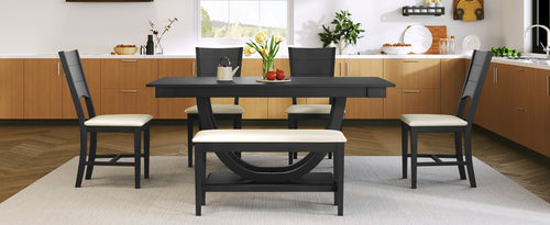 1st Choice Modern 6-Piece Dining Set | Solid Wood Table & Padded Chairs | Elegant & Durable