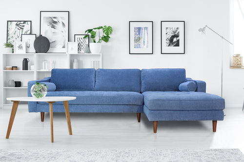 1st Choice Modern Anderson RAF Living Room Sectional Sofa in Denim Blue