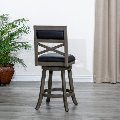 1st Choice Elegant 30" X-Back Swivel Stool in Weathered Gray - Luxurious Seating Solution